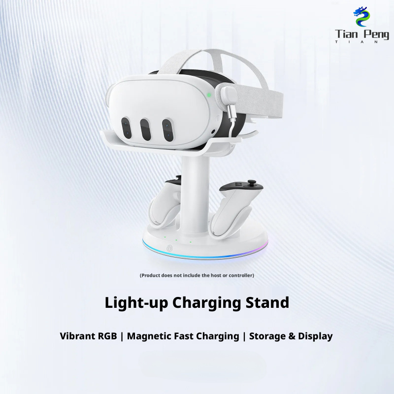 Headset Stand Rgb - Snellaadstation voor Meta Quest 3/3S VR-headsetcontroller,