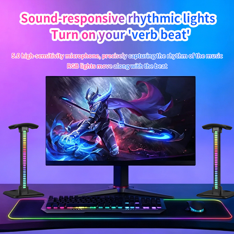 Headset Stand Rgb - Headsetstandaard met muziek-sync RGB-lichtstrip, 18 kleuren