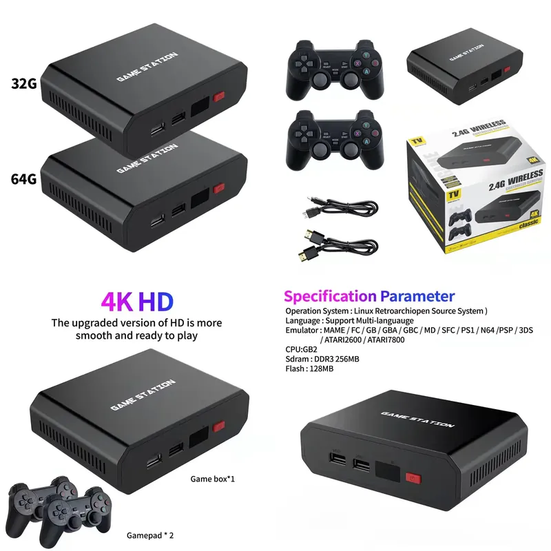 Video Gaming Accessories - M8plus HD Videogame Console Box 2.4G