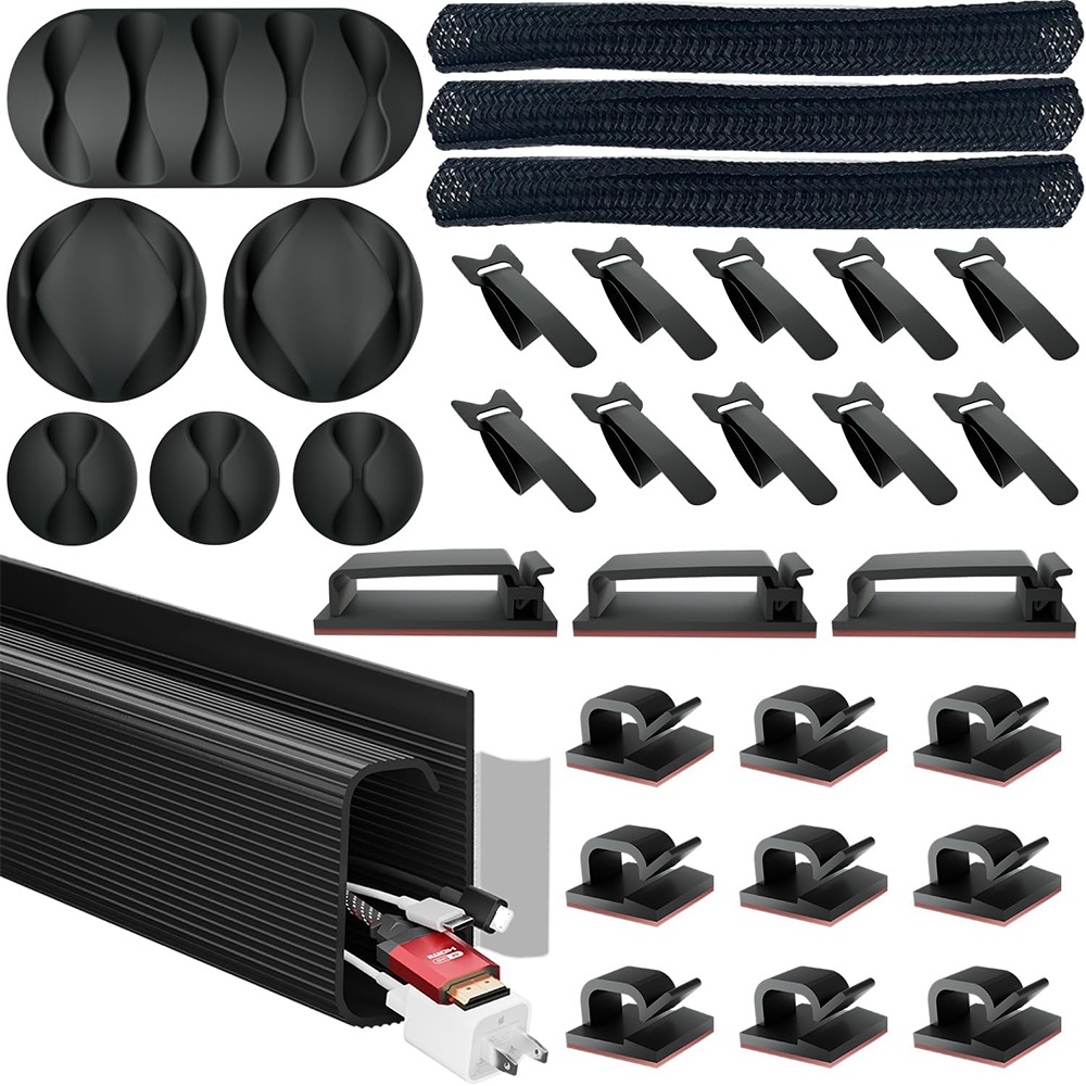 Sleeved Cable Kit - 32 stuks bureau onder kabelbeheerkit snoerorganisator